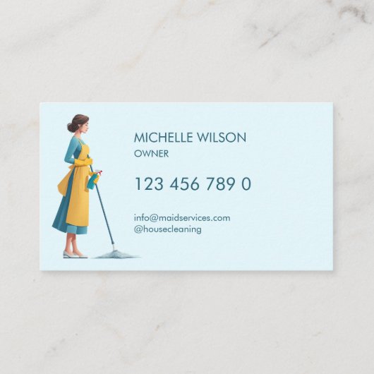 Cute Modern Maid Cleaning Housekeeping Services 名刺 (裏面)