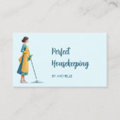 Cute Modern Maid Cleaning Housekeeping Services 名刺 (正面)