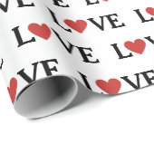 Cute Modern Minimalist Love Red Heart ラッピングペーパー (ロールコーナー)