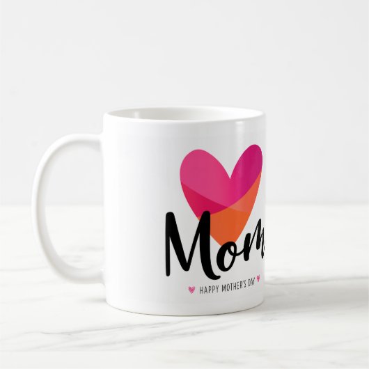 Cute Modern Mom Heart Design  コーヒーマグカップ (左)