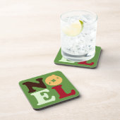 Cute Modern Noel Bright Retro Typography Christmas コースター (右側)