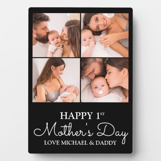 Cute Modern Photo Collage Happy First Mothers Day フォトプラーク (正面)