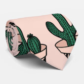 Cute Modern Pink Green Potted Cactus Pattern ネクタイ (ロール)