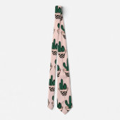 Cute Modern Pink Green Potted Cactus Pattern ネクタイ (裏面)