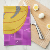 Cute Modern Pumpkin on Purple Geometric  キッチンタオル (四つ折り)