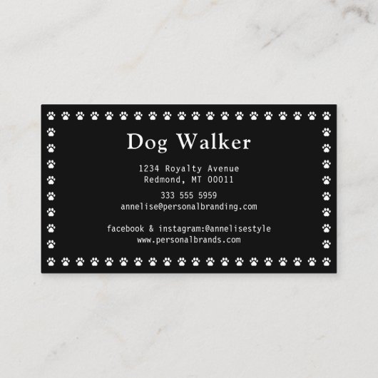 Cute Modern Silhouette Dog Walking Dog Sitting  名刺 (裏面)