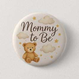 Cute Modern Teddy Bear Mommy to Be Button 缶バッジ