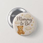 Cute Modern Teddy Bear Mommy to Be  Button 缶バッジ (正面&裏面)