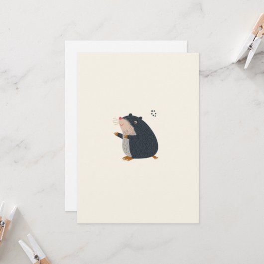 Cute Mole Greeting Card – Invitation Card 招待状 (正面/裏面インサイチュ)