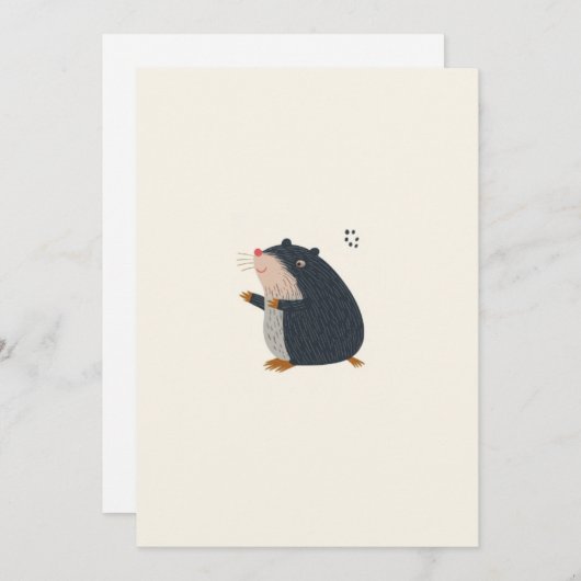 Cute Mole Greeting Card – Invitation Card 招待状 (正面/裏面)