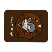 Cute Mole Keep Writing! Motivational Cartoon マグネット (横)