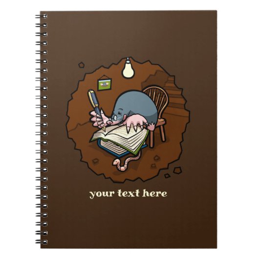 Cute Mole Writer Add Your Text Burrow Cartoon ノートブック (正面)