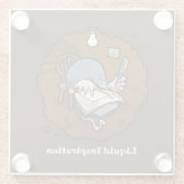 Cute Mole Writer Liquid Inspiration Burrow Cartoon ガラスコースター (裏面)