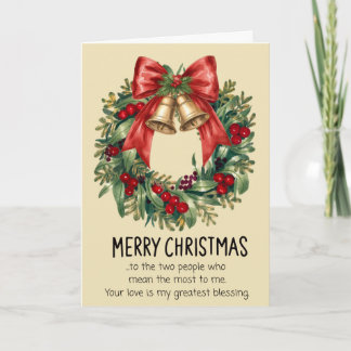 Cute Mom and Dad Christmas Folded Holiday Card シーズンカード
