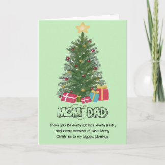 Cute Mom and Dad Christmas Folded Holiday Card シーズンカード