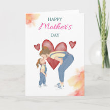 Cute Mom and Daughter Love Illustration