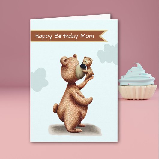 Cute Mom Bear Cub Birthday カード