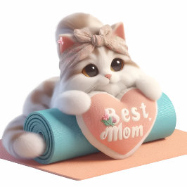 Cute Mom Cat Heart Throw Pillow ランバークッション