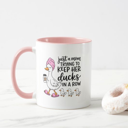 Cute Mom duck word art  マグカップ (ドーナツ)