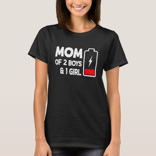Cute Mom Of 2 Boys & 1 Girls Low Battery Mama Moth Tシャツ (正面)