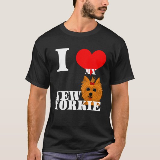 Cute Mom Yorkie I heart new puppy Yorkshire Terrie Tシャツ (正面)