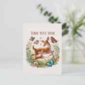 Cute Mommy baby deer add text  ポストカード (スタンド正面)