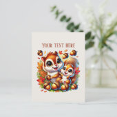 Cute Mommy baby squirrel add text  ポストカード (スタンド正面)