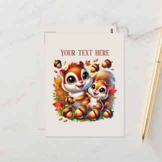 Cute Mommy baby squirrel add text ポストカード