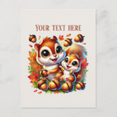 Cute Mommy baby squirrel add text  ポストカード (正面)
