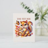 Cute Mommy baby squirrel add text  ポストカード (スタンド正面)