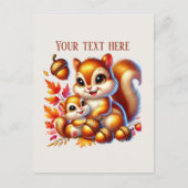 Cute Mommy baby squirrel add text  ポストカード (正面)