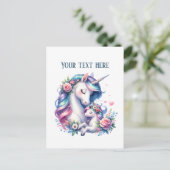 Cute Mommy baby unicorn add text  ポストカード (スタンド正面)