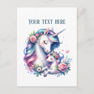 Cute Mommy baby unicorn add text ポストカード