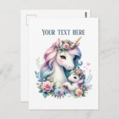 Cute Mommy baby unicorn add text  ポストカード (正面/裏面)