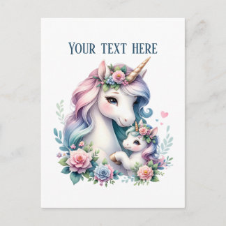 Cute Mommy baby unicorn add text ポストカード
