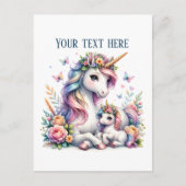 Cute Mommy baby unicorn add text  ポストカード (正面)