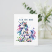 Cute Mommy baby unicorn add text ポストカード (スタンド正面)