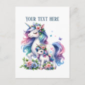 Cute Mommy baby unicorn add text ポストカード (正面)