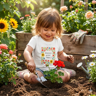 Cute Mommy's Garden Helper Floral ベビーTシャツ