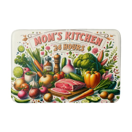 Cute Mom's kitchen word art  バスマット (正面)