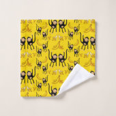 Cute Monkey And Banana Print バスタオルセット (ウォッシュタオル)