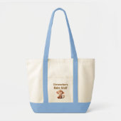 Cute monkey baby stuff name blue brown トートバッグ (正面)