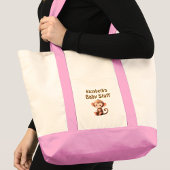Cute monkey baby stuff name pink brown トートバッグ