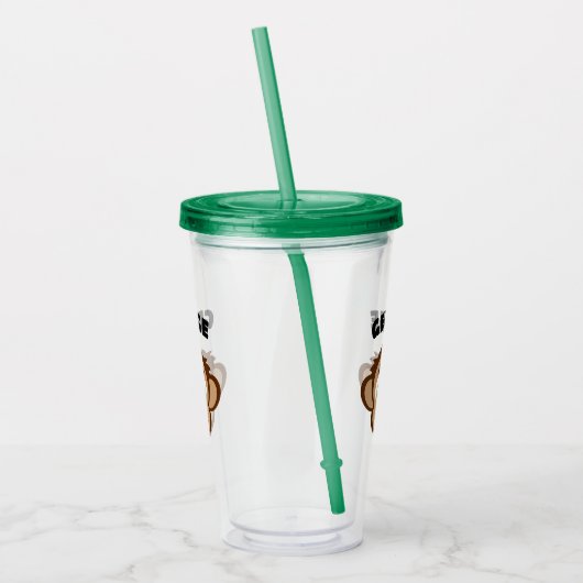 Cute monkey cartoon custom kid's name アクリルタンブラー (左)