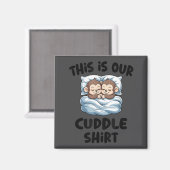 Cute Monkey Couple This Is Our Cuddle マグネット (正面/裏面)
