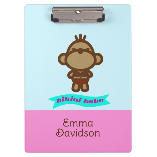 Cute Monkey Custom Name クリップボード (正面)