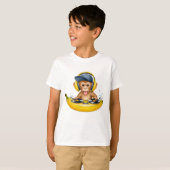 Cute Monkey DJ Illustration Tシャツ (正面フル)