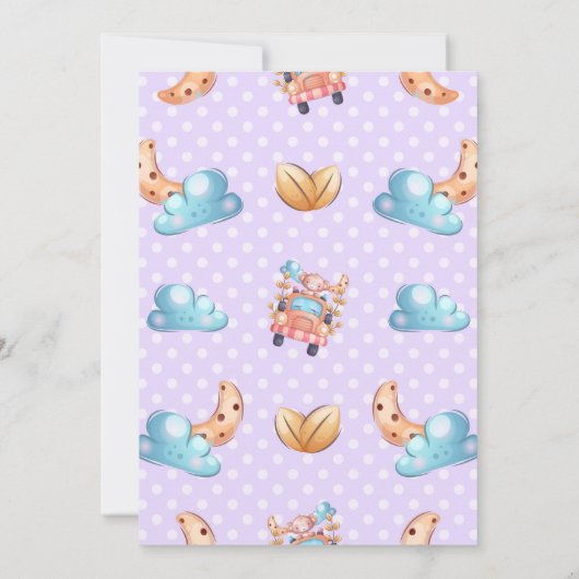 Cute Monkey Girl Baby Shower Drive Through    招待状 (裏面)