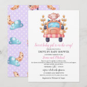 Cute Monkey Girl Baby Shower Drive Through    招待状 (正面/裏面)