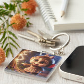 Cute monkey in a dress キーホルダー (正面右)